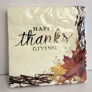 BrotherSister 'Happy Thanksgiving' Fall Party
Napkins Gold Script Leaves NIP